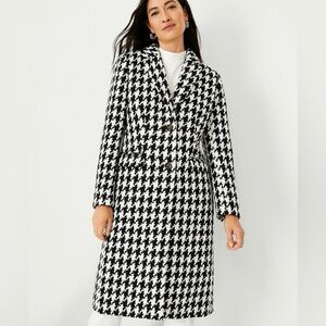 ANN TAYLOR HOUNDSTOOTH CHESTERFIELD COAT SIZE XS